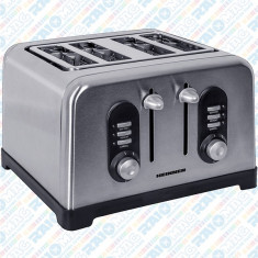 Prajitor de paine Heinner, 1400W, capacitate de 4 felii, Inox foto