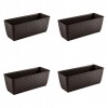 Set 4 jardiniere decorative, Prosperplast, imitatie ratan, maro, 49.2x17.2x17.4 cm