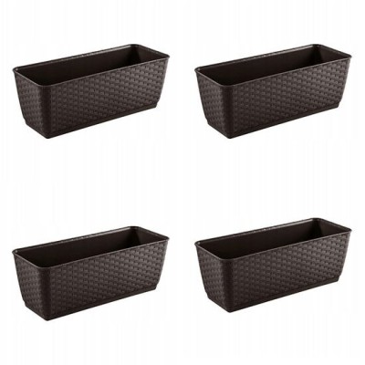 Set 4 jardiniere decorative, Prosperplast, imitatie ratan, maro, 49.2x17.2x17.4 cm foto