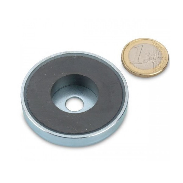 Magnet ferita oala &Oslash;50 mm, cu gaura cilindrica, putere 18 kg