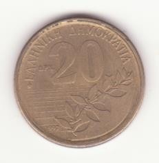 Grecia 20 drachme 1992 - Dionysios Solomos. foto