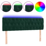 Cumpara ieftin Tablie de pat cu LED, verde inchis, 160x7x78/88 cm, catifea