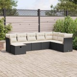 vidaXL Set mobilier de grădină cu perne, 8 piese, negru, poliratan