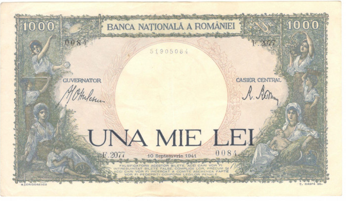 Romania 1000 lei 1941. 09. 10.