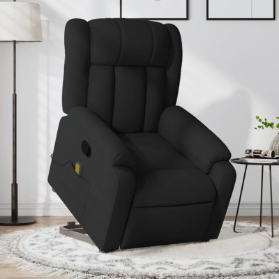 Gossi fotoliu rabatabil de masaj, cu ridicare, negru, material textil foto