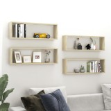 vidaXL Rafturi de perete cub, 4 buc., stejar sonoma, 80x15x26,5cm lemn