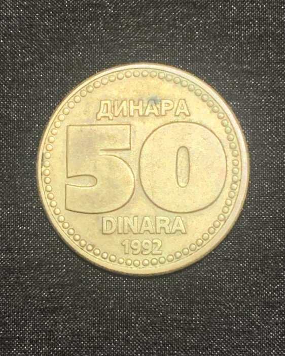 Moneda 50 dinari 1992 Iugoslavia