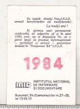 Bnk cld Calendar de buzunar - 1984 - INID Bucuresti