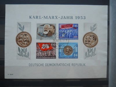 1953 BLOC GERMANIA DDR NEDANTELAT ,STAMPILAT foto