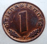 2.573 GERMANIA WWII 1 REICHSPFENNIG 1939 F XF/AUNC, Europa, Bronz