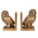 Cumpara ieftin Set 2 suporturi carti polirasina auriu vintage Bufnita 12x8x16 cm