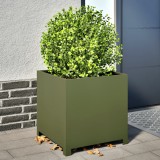 Jardiniera Gradina vidaXL Verde Masliniu 50x50x50 cm Otel Ghiveci Exterior Interior