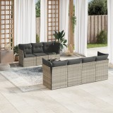 Cumpara ieftin Set mobilier de grădină cu perne, 8 piese gri deschis poliratan