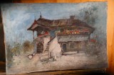 Tablou Peisaj Casa Veche Piesaj de tara - Aurelia Ananescu - Ulei Carton 40/30cm