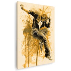 Tablou canvas barbat dans hip-hop crem, ocru, negru 1232 Tablou canvas pe panza CU RAMA 20x30 cm