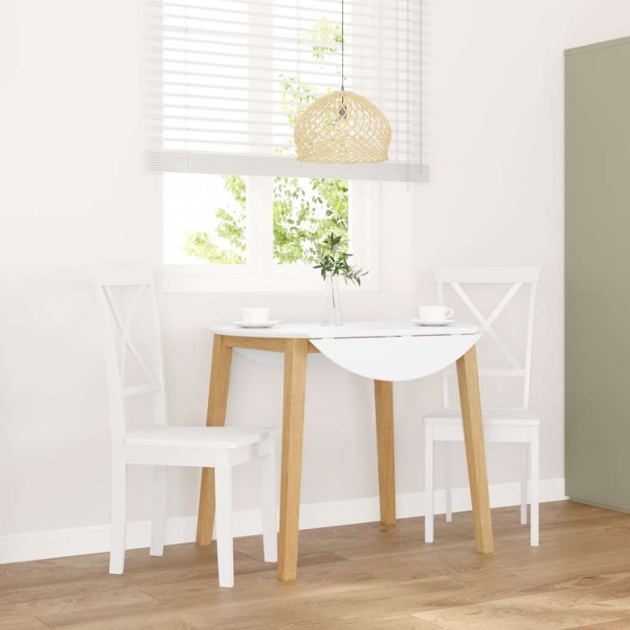 vidaXL Scaune de sufragerie 2 buc Cauciuc din lemn masiv alb 4102407
