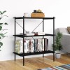 Biblioteca Gossi Neagra cu 3 Rafturi, 80x40x92 cm, Lemn si Metal, Rafturi Depozitare Birou Living
