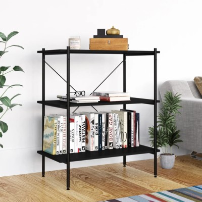 vidaXL Unitate cu rafturi pe 3 niveluri, negru, 80x40x92 cm 336339 foto