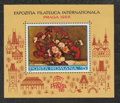 Romania 1988 - #1207 Expozitia Filatelica Praga &amp;#039;88 1v S/S MNH foto