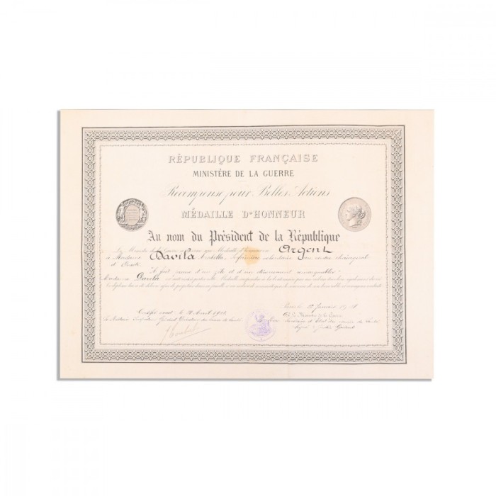 Arabella Davila, Medalia de Onoare, 1921