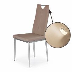 Scaun dining, stil modern, inaltime 97 cm, cadru metalic, tapiterie piele artificiala, maro, RESIGILAT
