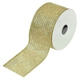 Panglica Decorativă Brad de Craciun Bej Sampanie Patratele 5m, CMCLASS