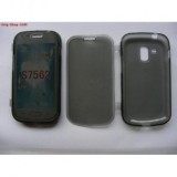 Husa Silicon cu Capac Protectie Touch Samsung Galaxy S7562, Gri/Transparenta