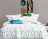 Lenjerie de pat pentru o persoana cu husa elastic pat si 2 fete perna patrata, Helychrys, bumbac mercerizat, multicolor