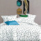 Lenjerie de pat pentru o persoana cu husa de perna patrata, Helychrys, bumbac mercerizat, multicolor