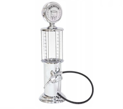 Dozator de bauturi in forma de pompa benzinarie, ideal pentru suc sau bere, 950 ml, 48 cm, argintiu foto