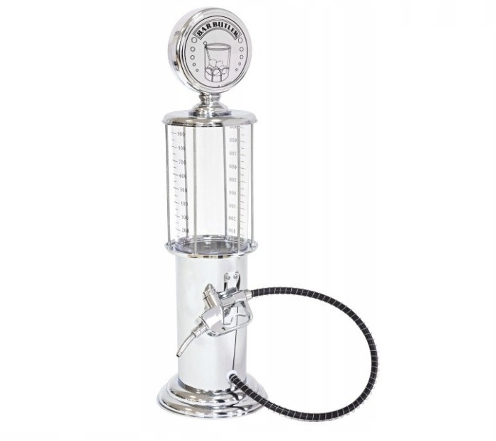 Dozator de bauturi in forma de pompa benzinarie, ideal pentru suc sau bere, 950 ml, 48 cm, argintiu