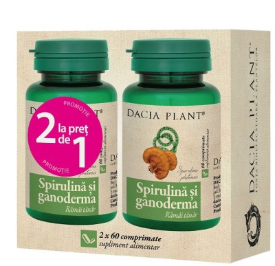 PACHET SPIRULINA SI GANODERMA 60cpr 1+1 (cadou) DACIA PLANT foto