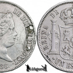 1866, 1 Escudo - Isabela a II-a - Regatul Spaniei