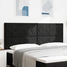 vidaXL Tăblie cap Pe perete Geometric Manual Negru 200 cm Catifea 3337960