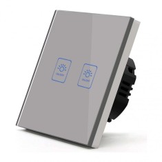 Intrerupator Touch Techstar&reg; TG02, Sticla Securizata, Design Modern, Iluminare LED, 2 Faze, Gri