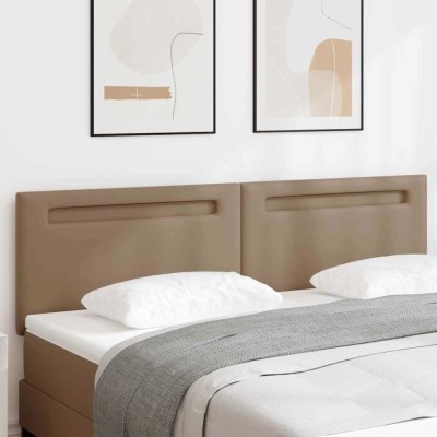 vidaXL Tăblie de pat design simplu cappuccino 180 cm piele ecologică foto