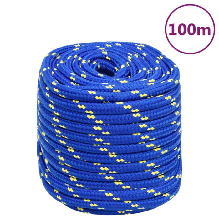 vidaXL Fr&acirc;nghie de barcă, albastru, 18 mm, 100 m, polipropilenă