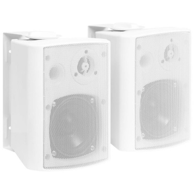 vidaXL Boxe stereo de perete, 2 buc., alb, 80 W, interior/exterior foto