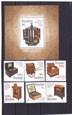 ROMANIA 2020, Colecții rom&amp;acirc;nești. Cutii muzicale, colita, 2303a + serie, MNH. foto