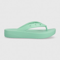 Crocs șlapi Classic Platform Flip femei, culoarea turcoaz, cu platforma, 207714 207714.3UG-3UG