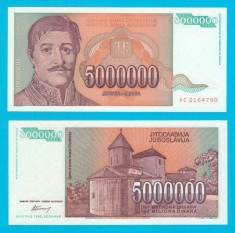 Iugoslavia (p#132) 5.000.000 Dinara 1993 UNC &#039;Karađorđe&#039; serie: AC2164790