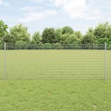 Gard din plasă sudată cu 5 posturi U Argintiu 0.8x10 m Oțel