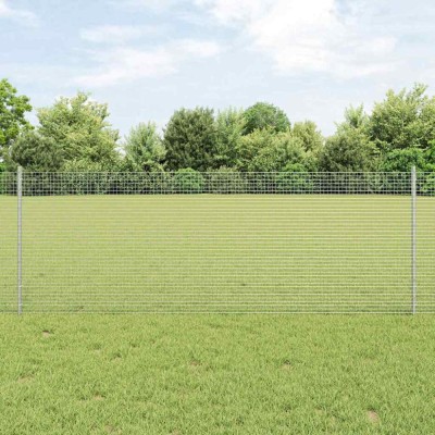 Gard din plasă sudată cu 5 posturi U Argintiu 0.8x10 m Oțel foto