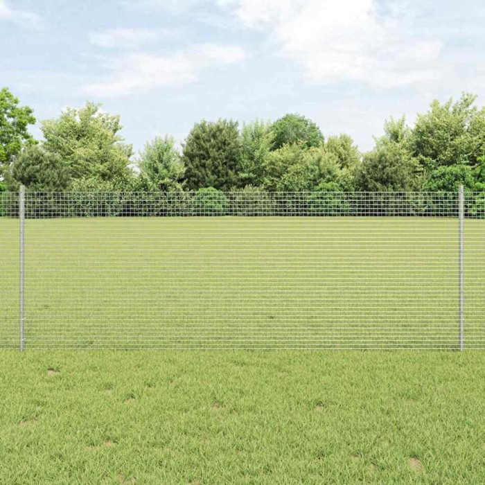 Gard din plasă sudată cu 5 posturi U Argintiu 0.8x10 m Oțel