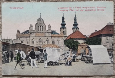 Timisoara, Temesvar, Losonczy Platz mit der serbischen Kirche// CP foto