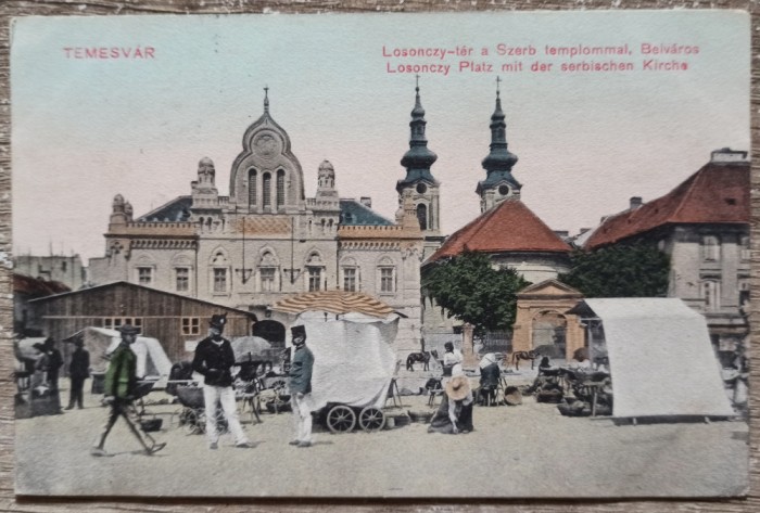 Timisoara, Temesvar, Losonczy Platz mit der serbischen Kirche// CP