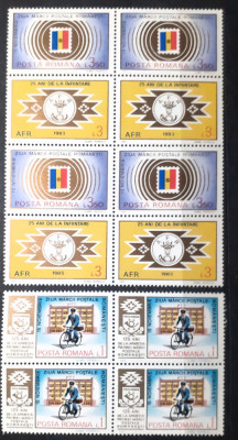 ROMANIA 1983 LP1082 blocuri de 4 timbre ziua marcii postale MNH foto