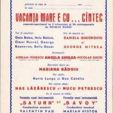 HST A454 Afiș concert Angela Similea Nae Lăzărescu Savoy România comunistă