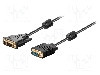 Cablu DVI - VGA, D-Sub 15pin HD mufa, DVI-I (24+5) mufa, 2m, {{Culoare izola&amp;#355;ie}}, Goobay - 93260