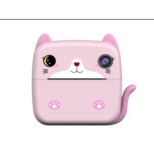 Camera Instantanee pentru Copii, Flippy, cu Functie de Printare, cablu USB-C, Bluetooth, compatibil iOS/Android, Imprimare APP, Model Pisica, Roz foto